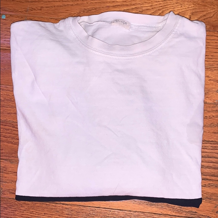 John Galt Double Striped White Long Sleeve Tee